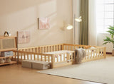 Original wood color painted pine fence bed with door and deck board full children's wooden bed 67853581