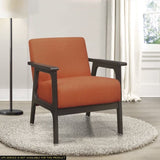 Orange Fabric Upholstered Accent Chair 1pc Solid Rubberwood Antique Gray Finish Living Room B011P184611