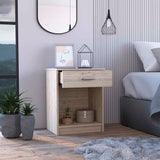 Eco Nightstand , End Table, Side Table Superior Top, One Drawer, Lower Shelf -Light Gray B07091852