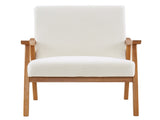 Solid Wood Armrest Teddy Velvet Simple Single Indoor Lounge Chair Backrest Creamy-White 76732988