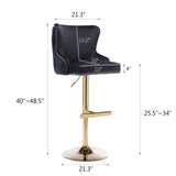 ZNTS Hengming Velvet bar chair stool one-piece set, adjustable height, diamond lattice against the back W212P156698