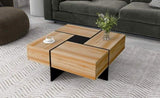 ZNTS Unique Design Coffee Table with 4 Hidden Storage Compartments, Square Cocktail Table with Extendable 93568646