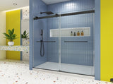Bypass shower door, sliding door,soft close system, with 5/16" tempered glass and Matted black W2122P225214
