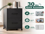 2 Drawer Metal File Cabinet with Lockable,Vertical Under Desk Steel Filing Cabinet with Adjustable 70455011