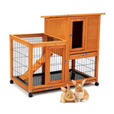 ZNTS Detachable Rabbit Hutch with Removable Tray and Rolling Casters, Orange W2181P190616