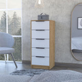 Kaia 5 Drawer Dresser, Vertical Dresser -White / Pine B07092064