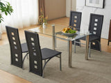 5 Pieces Dining Table Set for 4, Kitchen Room Tempered Glass Dining Table, 4 34557652