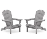 Wood Patio Chair for Garden Outdoor Wooden Folding Adirondack Chair Set of 2 Solid Cedar Wood 20939272