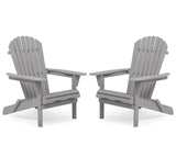 Wood Patio Chair for Garden Outdoor Wooden Folding Adirondack Chair Set of 2 Solid Cedar Wood W139058446