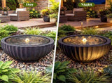 18" Round Sphere Water Fountain with 6 LED Lights Gray Resin Indoor Outdoor Water Feature 48264842
