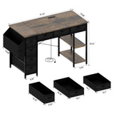 47" Computer Desk With Power Outlet,Writing Desk with 7 Fabric Drawers,Vanity table Drawers and W2887P239383