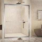 56-60 " x 72" Tempered Glass with Explosion Proof Film, Aluminum Frame Double Sliding Shower Door, W1675P288827