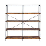 ZNTS Antique Nutmeg and Black Double-Wide Bookcase B062P153778