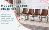 A set of 4 Retro Brown Suede Chairs ,Comfortable Bar Stools, Suitable for Industrial and Vintage W3226P279060
