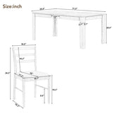 7-Piece Wooden Table Set Mutifunctional Extendable Table with 12" Leaf and 2 Drawers, 6 38960421