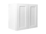 27 Inch White Shaker Double Door Wall Cabinet Solid Wood with 3 adjustable shelves Ready to Assemble T2950P366458