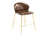 Kira Indoor Upholstered Bar Stool, Dark Brown Faux Leather with Metal Frame, Set of 2 N775P263305D