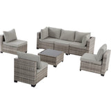 7-Piece Outdoor Patio Furniture Set, All-Weather Wicker Rattan Sectional Sofa with Thick Cushions & 75137995