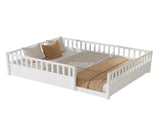 Queen Montessori Floor Bed with Safety Guardrails, Low Profile Wood Platform Bed Frame for Kids & W1858P475434