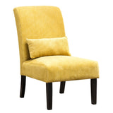 Pisano Contemporary Chenille Fabric Armless Accent Chair with Pillow, Yellow T2574P164518