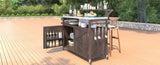 K&K 53.3" Outdoor Kitchen Island with Raised Shelf, Solid Wood Storage Cabinet with Stainless Steel N707P250628Z