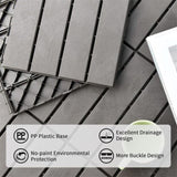 Patio Interlocking Deck Tiles, 12"x12" Square Composite Decking Tiles, Four Slat Plastic Outdoor W1859111967