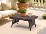 Outdoor Folding Side Table, Patio Rattan Coffee Table with PE Wicker & High-Duty Steel Frame for 50470658