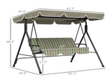 3-Seat Patio Swing Outdoor Chair with Cushion, Adjustable Tilt Canopy 14353670