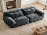 2-seater Modular Sectional Sofa Couches,Soft Fluffy Plush Fabric Bottom Anti-Slip Design,32D High W714P380187