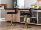 Set of 2 Bar Stools,with Chrome Footrest and Base Swivel Height Adjustable Mechanical Lifting Velvet W124946147