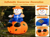 4 FT Inflatable Scarecrow Sitting on Pumpkin with LED Lights, Waterproof Polyester Fall Harvest 80338498