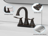 2-Handle 4-Inch Oil Rubbed Bronze Bathroom Faucet, Bathroom Vanity Sink Faucets with Pop-up Drain 81274713