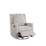 Contemporary Light Gray Color Polyfiber Swivel Recliner Chair 1pc Manual Motion Wing Back Tufted B011P184989