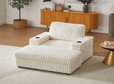 42.5-inch corduroy single recliner with backrest pillow, cup holder design, storage footrest, W834P375116