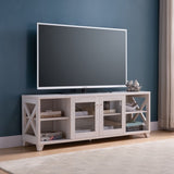 60" Farmhouse Home Entertainment Center, TV Stand with 4 Shelves and Transparent Center Cabinet B107131293