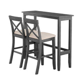 TOPMAX Farmhouse 48"Rectangular Wood Bar Height Dining Set Kitchen Breakfast Nook with 2 Chairs for N717P195018E