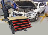 4 DRAWERS MULTIFUNCTIONAL TOOL CART WITH WHEELS AND WOODEN TOP 48936542