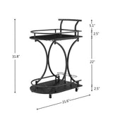 ZNTS Black 2-Tier Bar Cart, Slide Bar Serving Cart, Retro Style Cart for Kitchen, Beverage Cart with 23951514