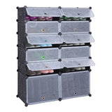 ZNTS 12-Cube DIY Shoe Rack Modular Organizer Plastic Cabinet 6 Tier Modular closet cabinet with Doors 40316296