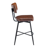 26''Retro Swivel Counter Stools Set of 2,Brown Counter Stools with iron Frame,PU Sponge N780P199991B
