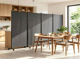 4 Panel Folding Rolling Room Divider with Lockable Universal Wheels, Non-See-Through Polyester 17275363