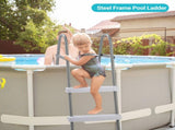 2 Steps 33in Pool Ladder Iron Grey Frame White Steps 08470483