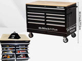Extra-Deep 46In 9-Drawers Rolling Tool Chest, Mobile Tool Storage Cabinet/Work Bench with Wooden W3037P288786