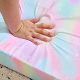 All-Sponge Kids Foldable Sofa Bed Single Chaise Lounge Spray-Print Slant Peach Fabric 01140214