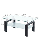 ZNTS Tempered Clear Glass Coffee Table, 2-Layers Coffee Table Living Room Center Table W1718128637