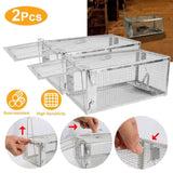 2 pcs Humane Mouse Trap, High Sensitivity Gravity Pedal Auto-Lock Rodent Trap - Sturdy Galvanized 34528189