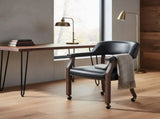 Gorman Dining and Game Chair in Walnut with Black Faux Leather B050P412222