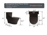 Matte Black Elongated One Piece Toilet Dual Flush 1.1/1.6 GPF Water Saving Map 1000g,Matte Black W2826P192009