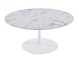 42.1" white marble Color Tulip Table, Mid-century Dining Table for 4-6 People - Round MDF Table W234P453955
