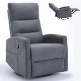 Manual Recliner Chair with Rocker and Swivel in Fabric for Living Room, Grey W3224P289293